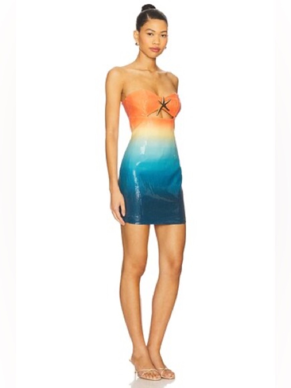 Runaway The Label Stellar Mini Dress in Orange Blue Ombre - Picture 2 of 12